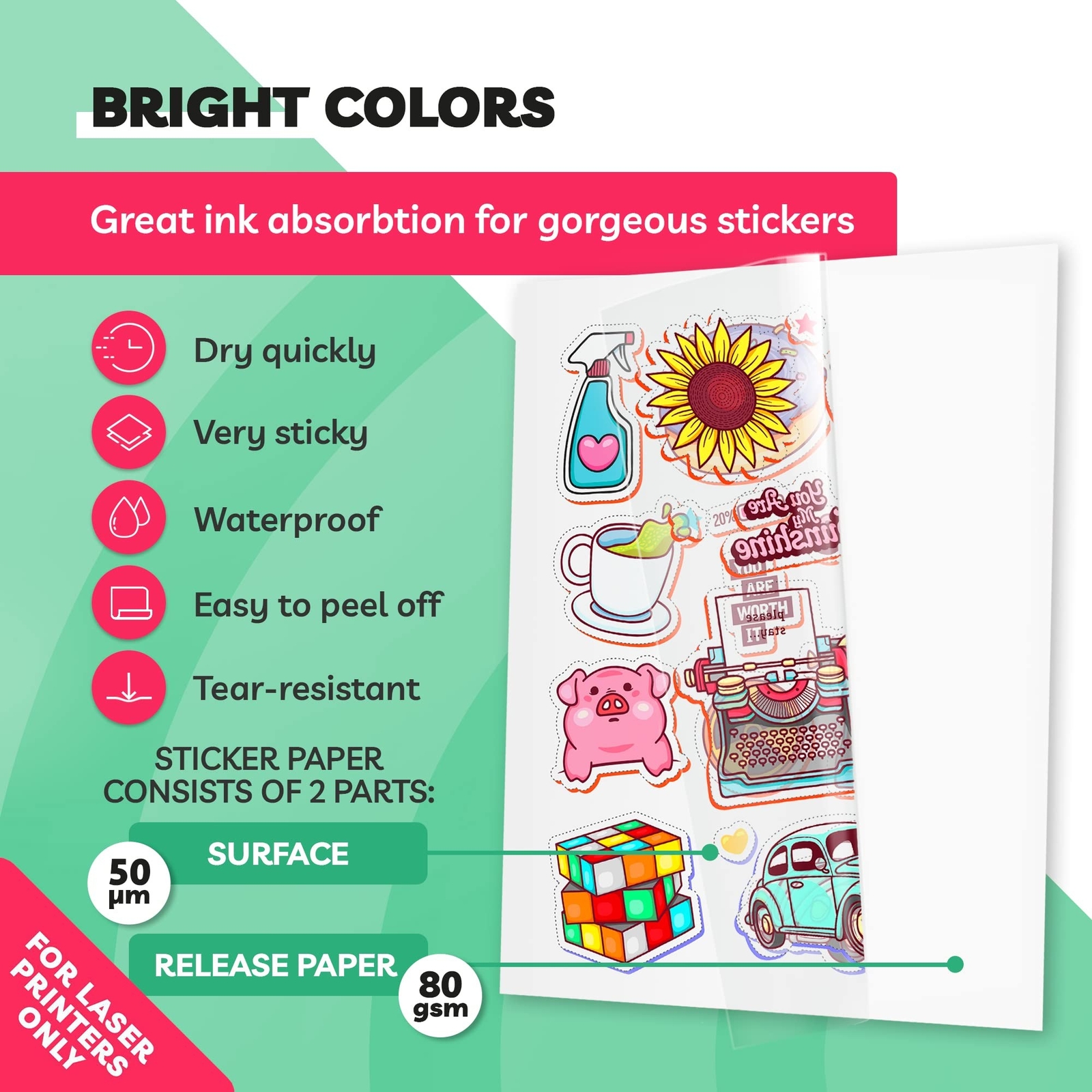 Clear Sticker Paper for Laser Printer (20 Sheets) – Vinyl Sticker Paper for L…