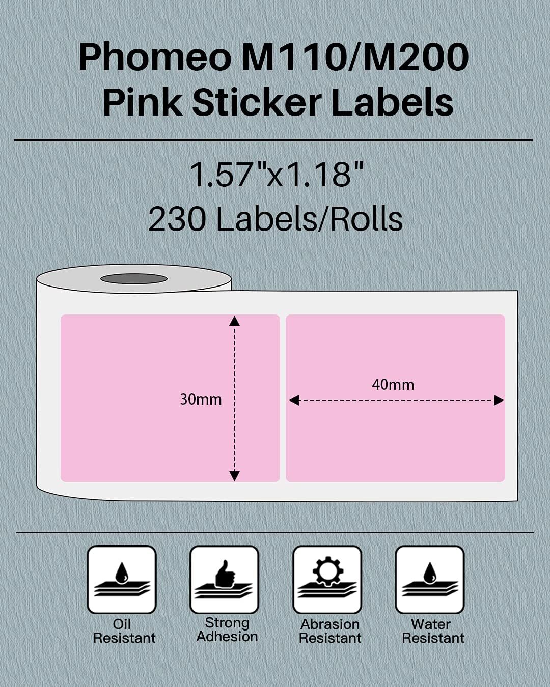 40x30mm 3 Rolls Self-Adhesive Thermal Label Sticker Paper for Phomemo M110/M100