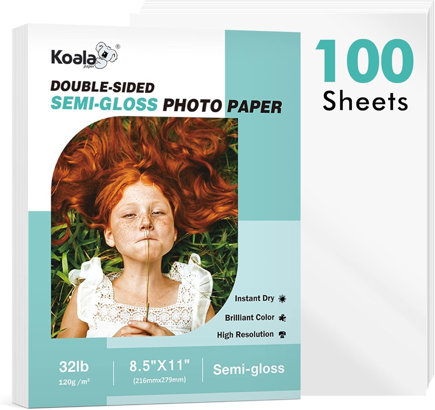 Koala Thin Double Sided Semi-Gloss Photo Paper 8.5×11 Inch 100 Sheets 32lb