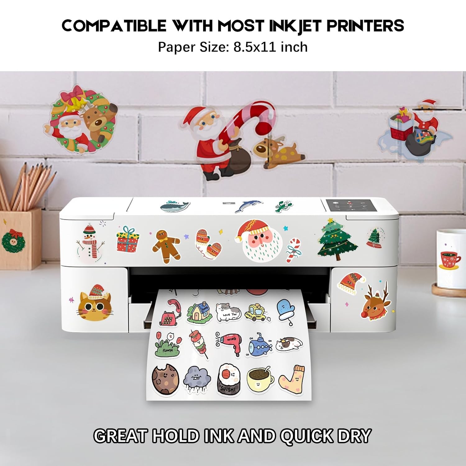 30 Sheets Clear Vinyl Printable Sticker Paper for Inkjet Printers Premium Vinyl