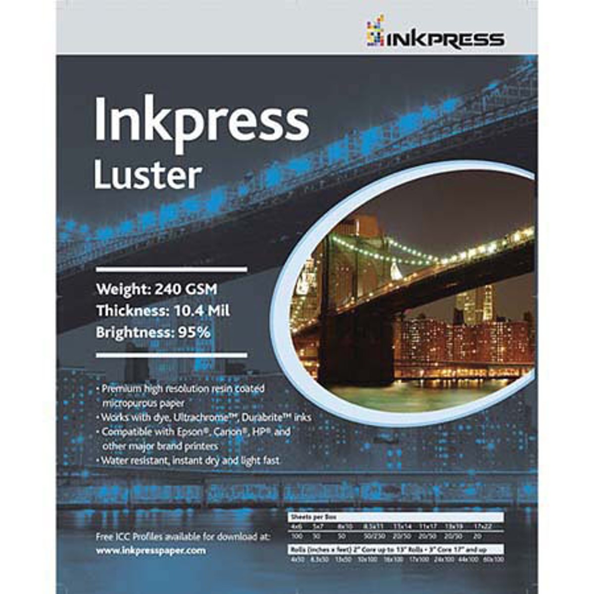 Inkpress Luster Premium Single Sided Bright Resin Coated Photograde Inkjet Paper