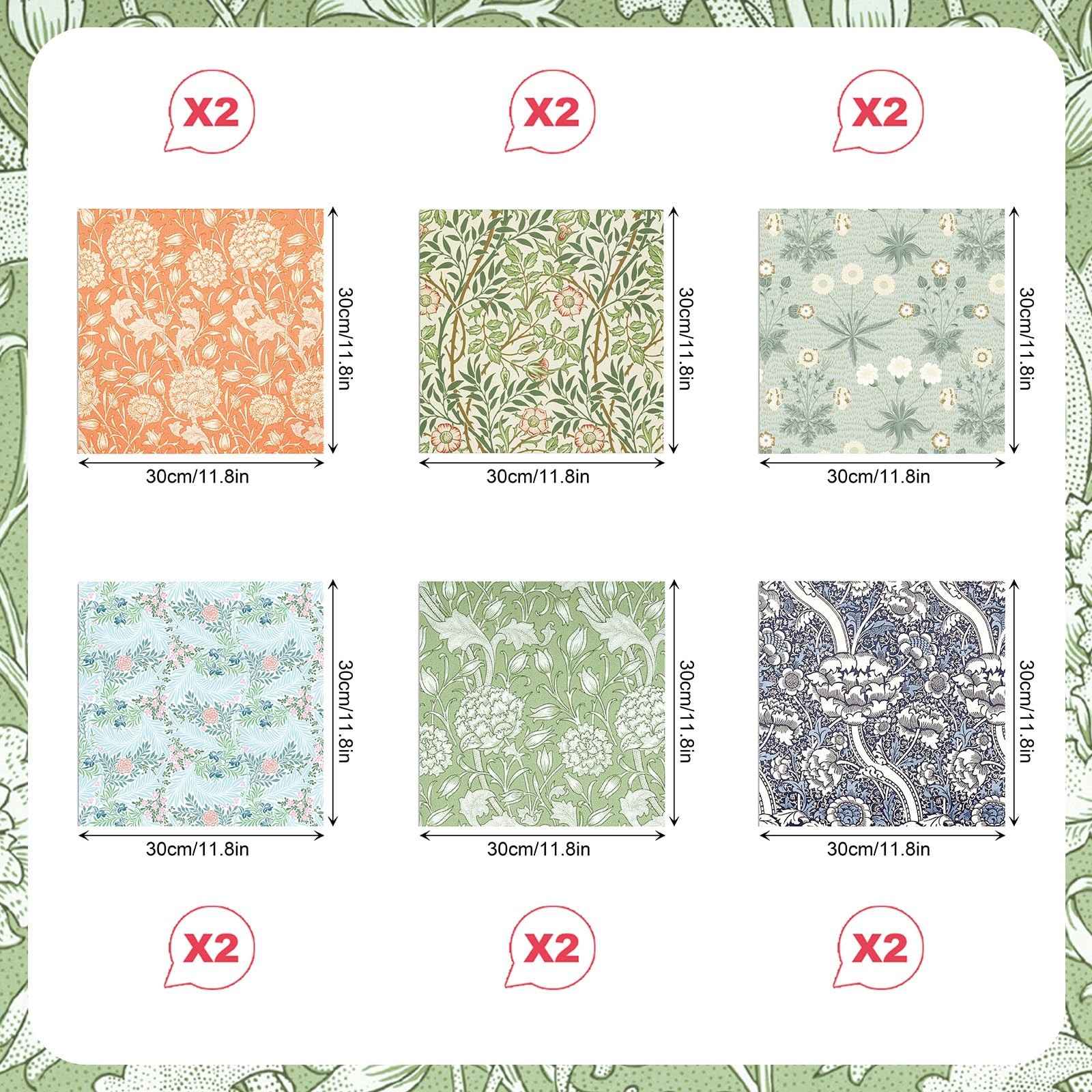 24 Sheets Double Sided Retro Floral Scrapbook Paper, Design Paper Theme Paper…