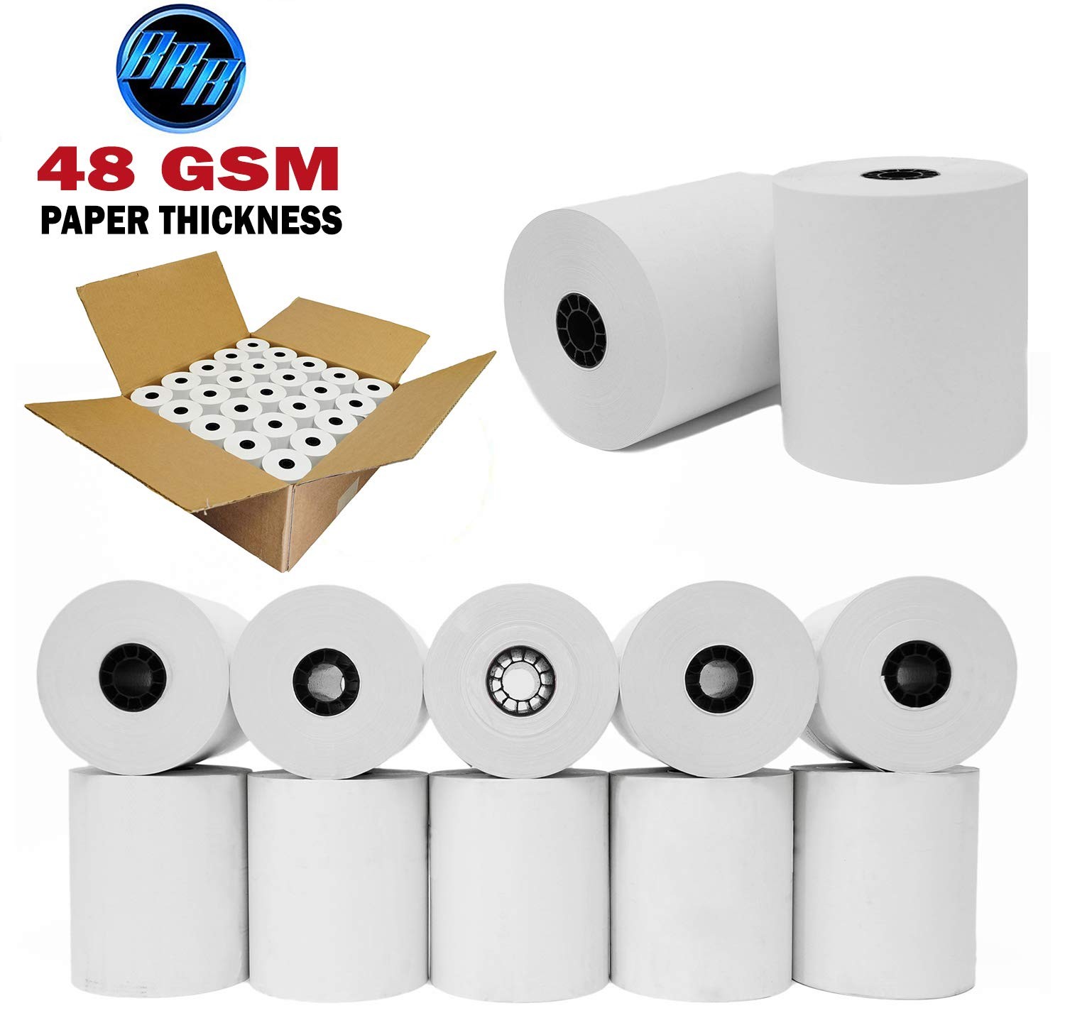 (50 Rolls) 3 1/8 x 119 ft Thermal (48 GSM Paper 1 Case – 50 Rolls, White