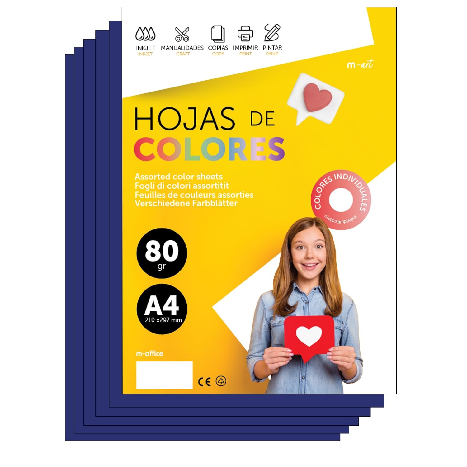 Colourful Paper A4 80g for Printers & Crafts, Coloured Sheets for Kids, Creat…