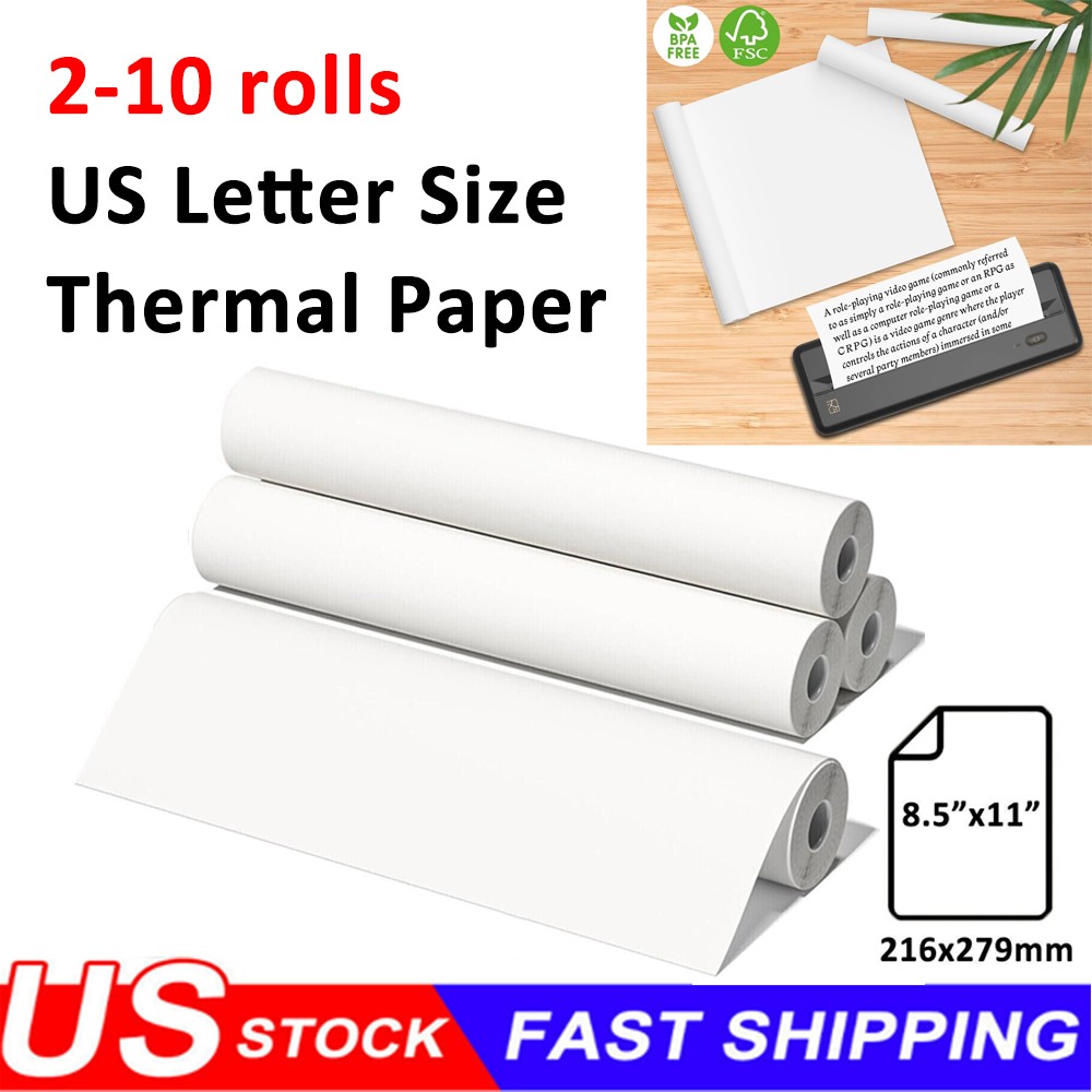2-10 Rolls 8.5″x11″ Thermal Printer Paper US Letter Size Quick-Dry for M08F M832