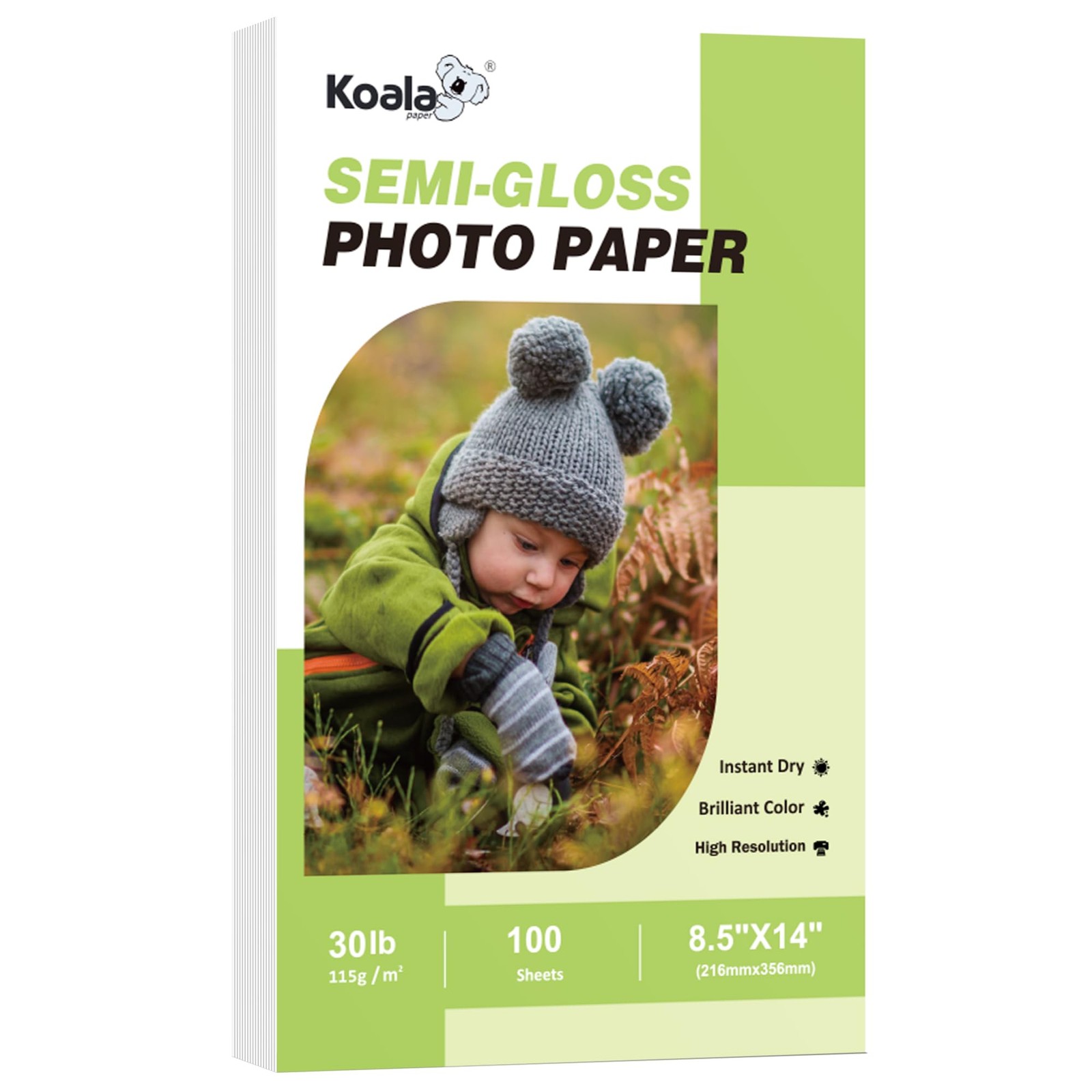 100 Sheets Koala Thin SemiGlossy Photo Paper 8.5×14 Inch Legal Size 30LB