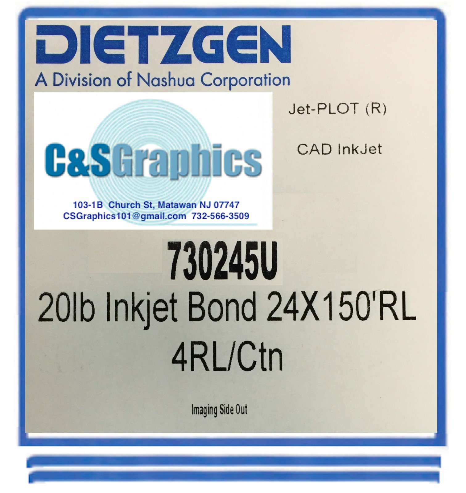 4 Rolls 24″x150′ 20lb Bond HP DesignJet Plotter Paper 2″ core 92 Bright white