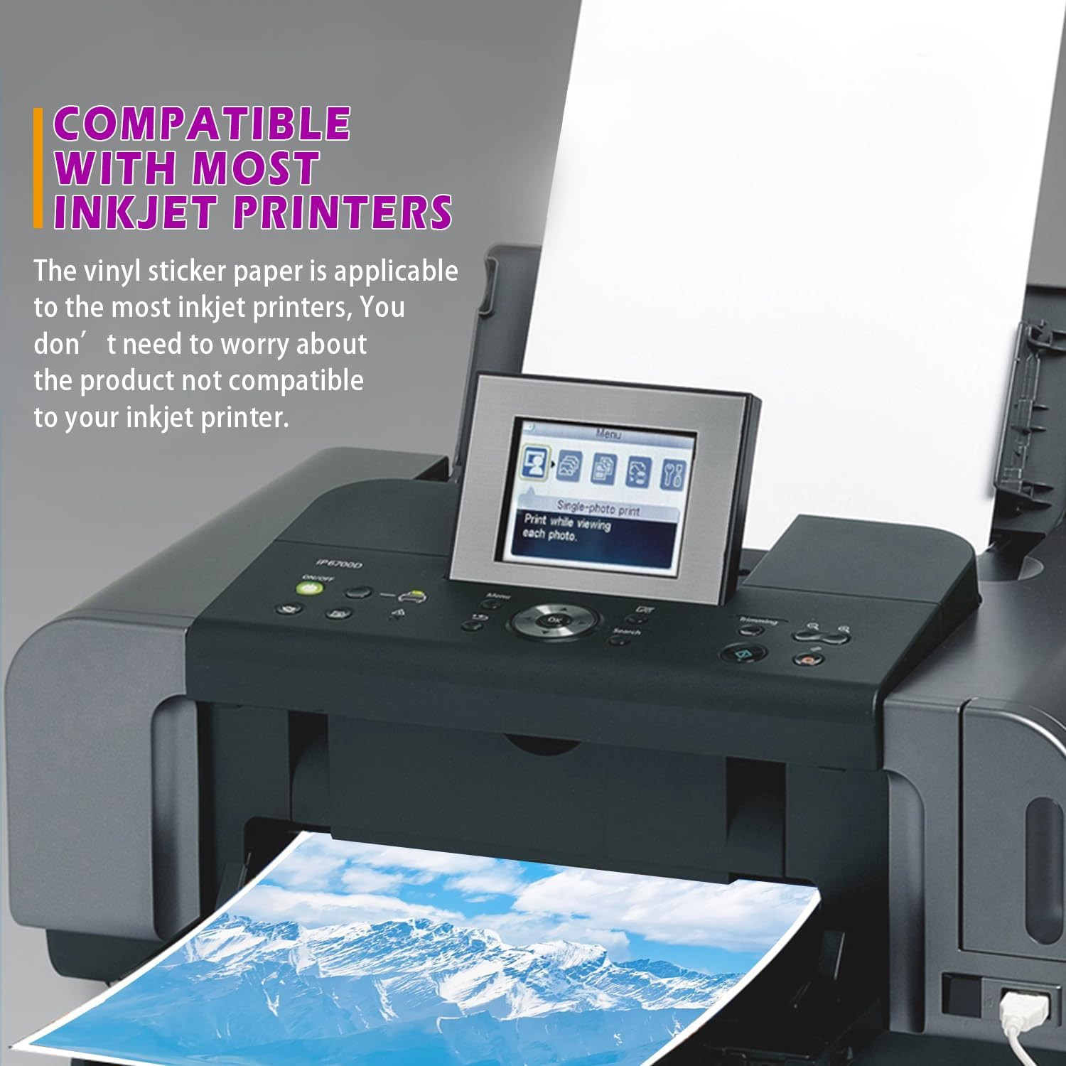 Premium Printable Vinyl Sticker Paper for Inkjet & Laser Printer, 100%