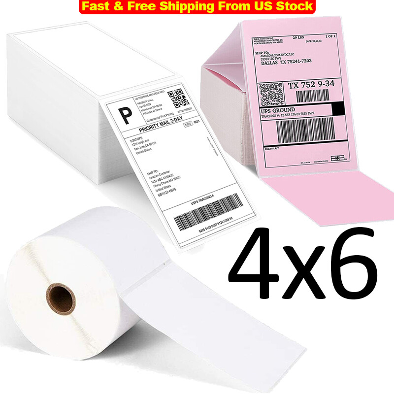 500/1000PCS 4″ x 6″ Fanfold Direct Thermal Shipping Address Label Paper Sticker