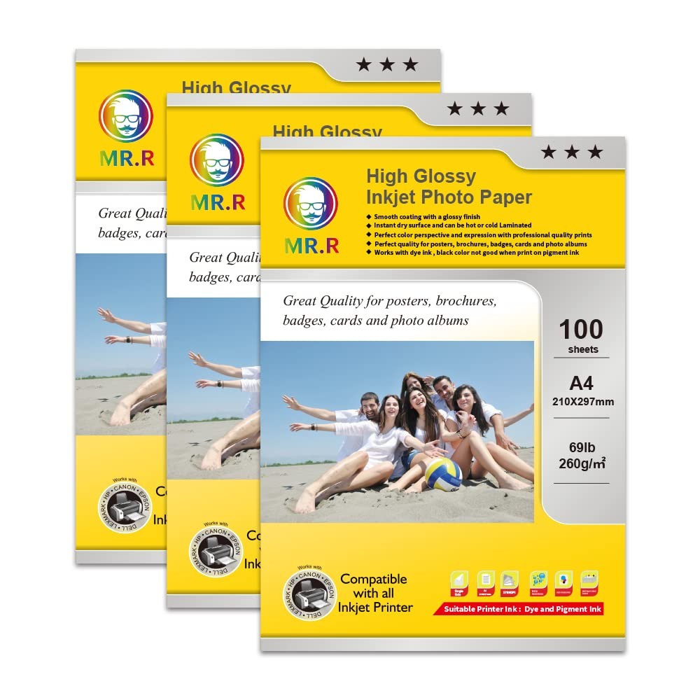 260gsm 100 Sheets A4 Size Single Sided Glossy Inkjet Photo Paper Intense…