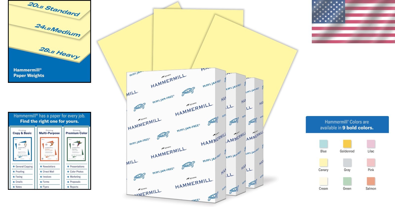 Canary Printer Paper, 20 lb, 8.5 x 11 – 3 Ream Pack