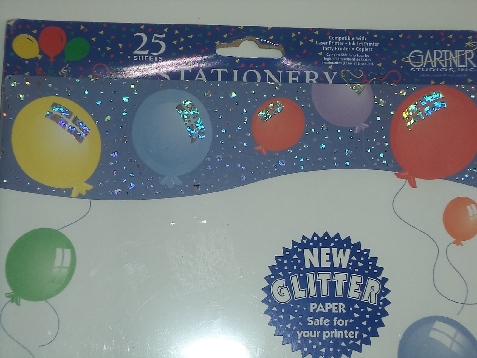 Gartner Studios 25 Sheet Stationery With Glitter Balloons