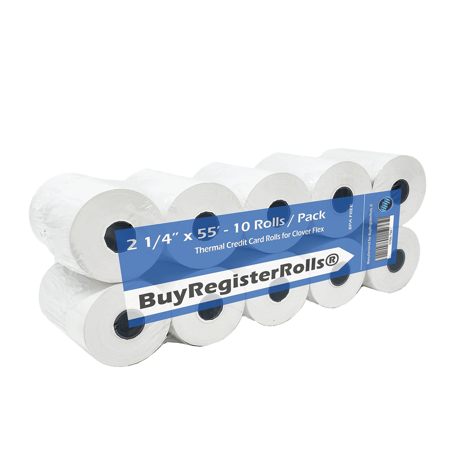 (50 Rolls) 2 1/4 x 55 Thermal Paper Rolls (57mm x 30mm) For 50 Rolls, White