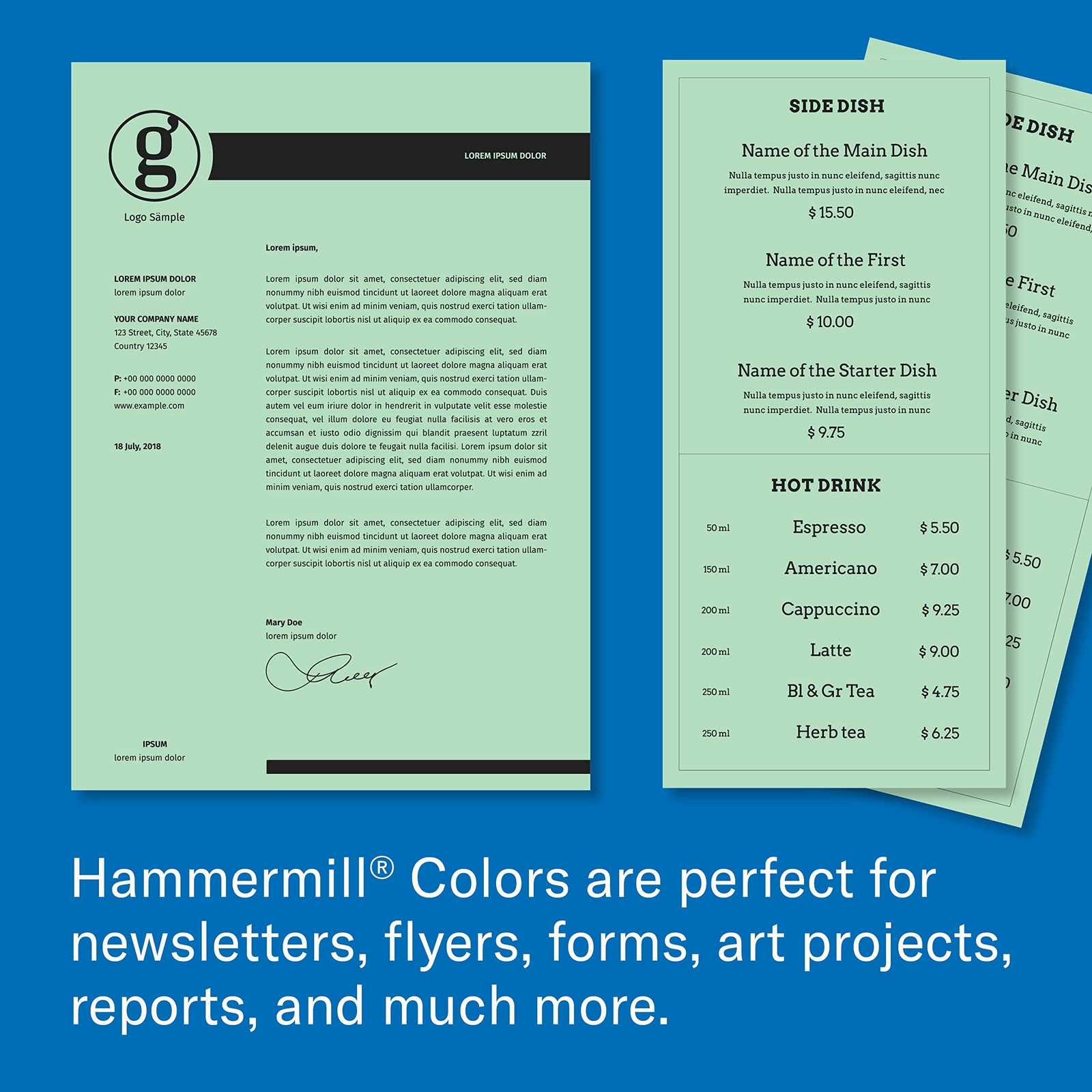 Hammermill Green Colored Printer Paper 20lb 500 Sheets 8.5 x 11 Recycled