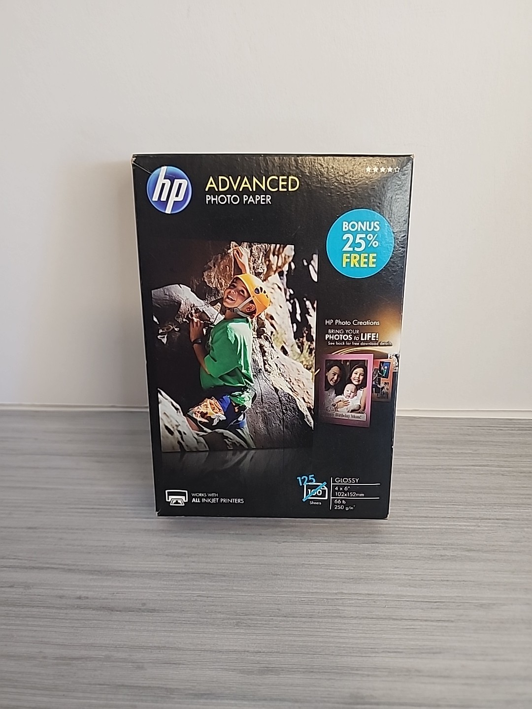 HP Advanced Photo Paper 4”x 6” Glossy 125 Sheets SF779A – New In Box, 2012