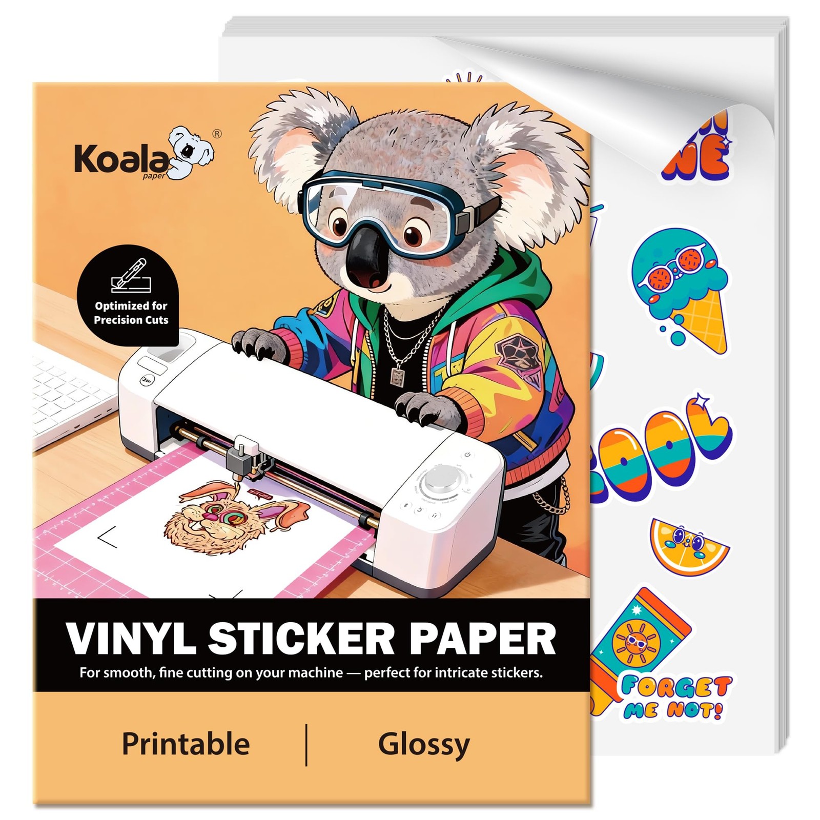 KOALA Printable Vinyl Sticker Paper Glossy, Easy Cut for Cutter