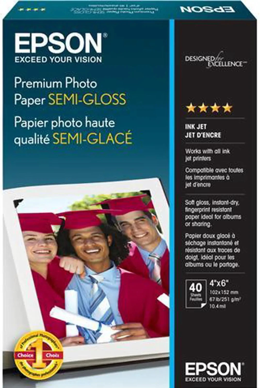 Epson S041982 Photo Paper 4″ x 6″ – Semi-gloss – 40 Sheet – S041982