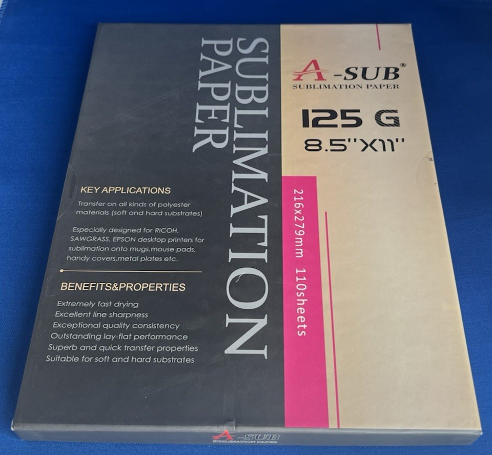 A-SUB Sublimation Paper 8.5×11 125 G – 110 sheets NEW Open Box