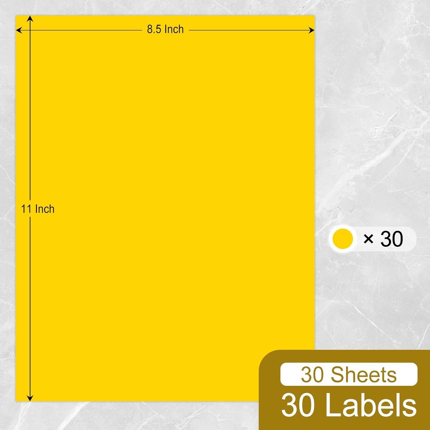 30 Fluorescent Yellow Full-Sheet Labels, 8-1/2″ x 11″ Neon Colored Self