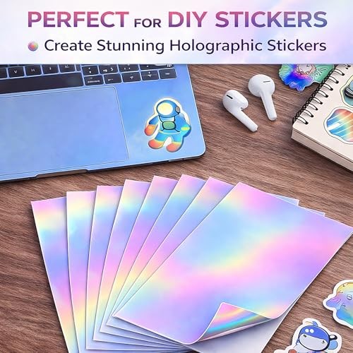20 Sheets Printable Holographic Sticker Paper 8.5×11 inch 20 sheets holo