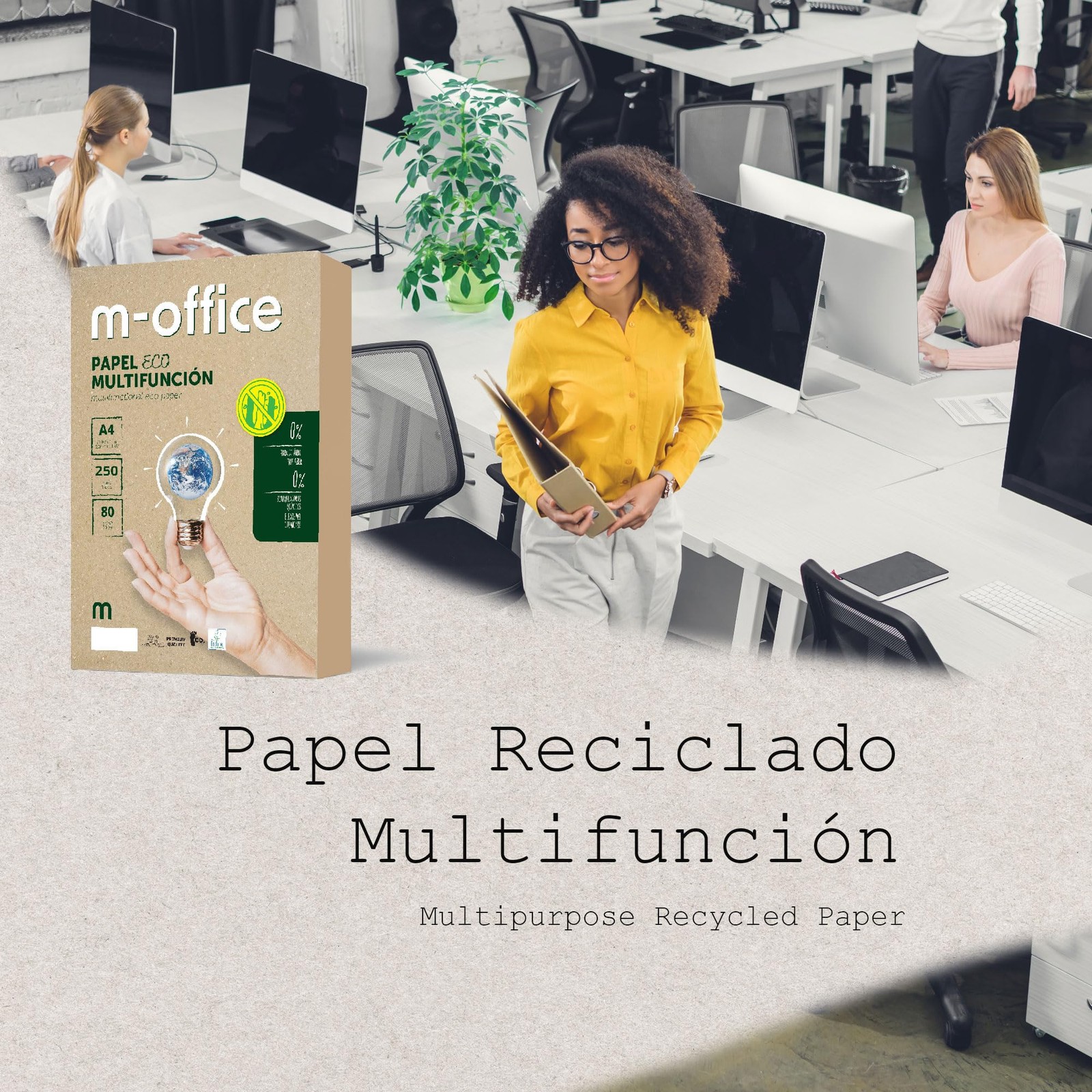 Recycled Paper, A4, 80g, Paper for Copiers and Printers, 4 Packs with…