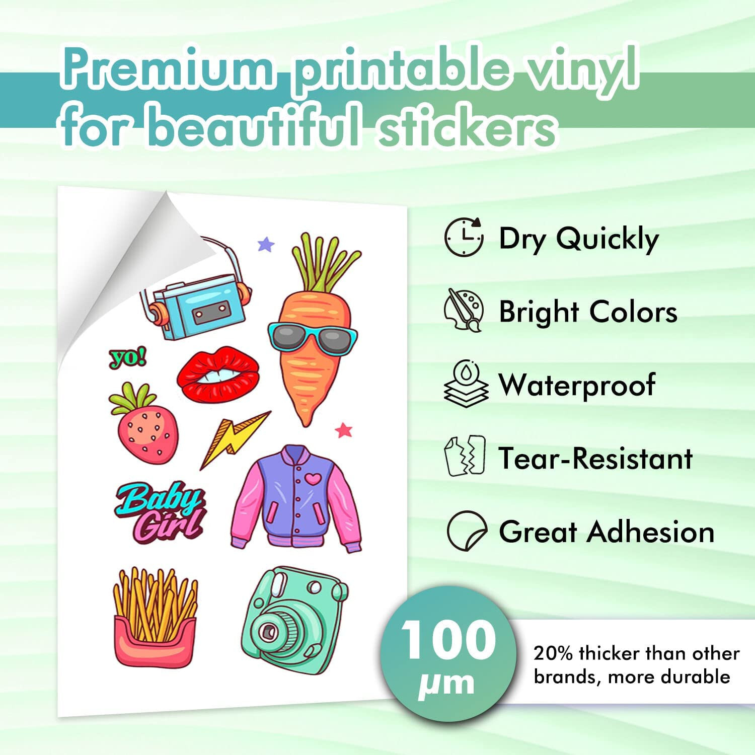 40 Pk Mixed Koala Glossy + Matte Printable Vinyl Sticker Paper for Inkjet Laser