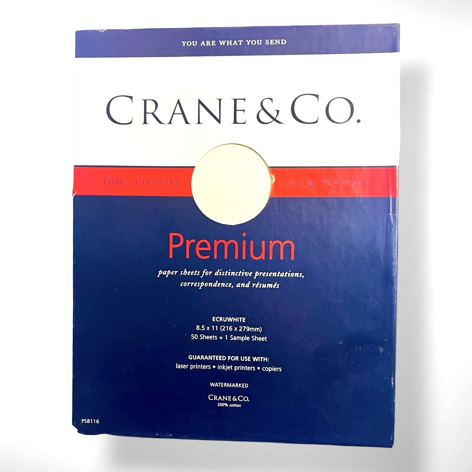 Crane & Co. Cranes Premium Weight Ecruwhite 8.5 X 11 Sheets (PS8116), 50 sheets