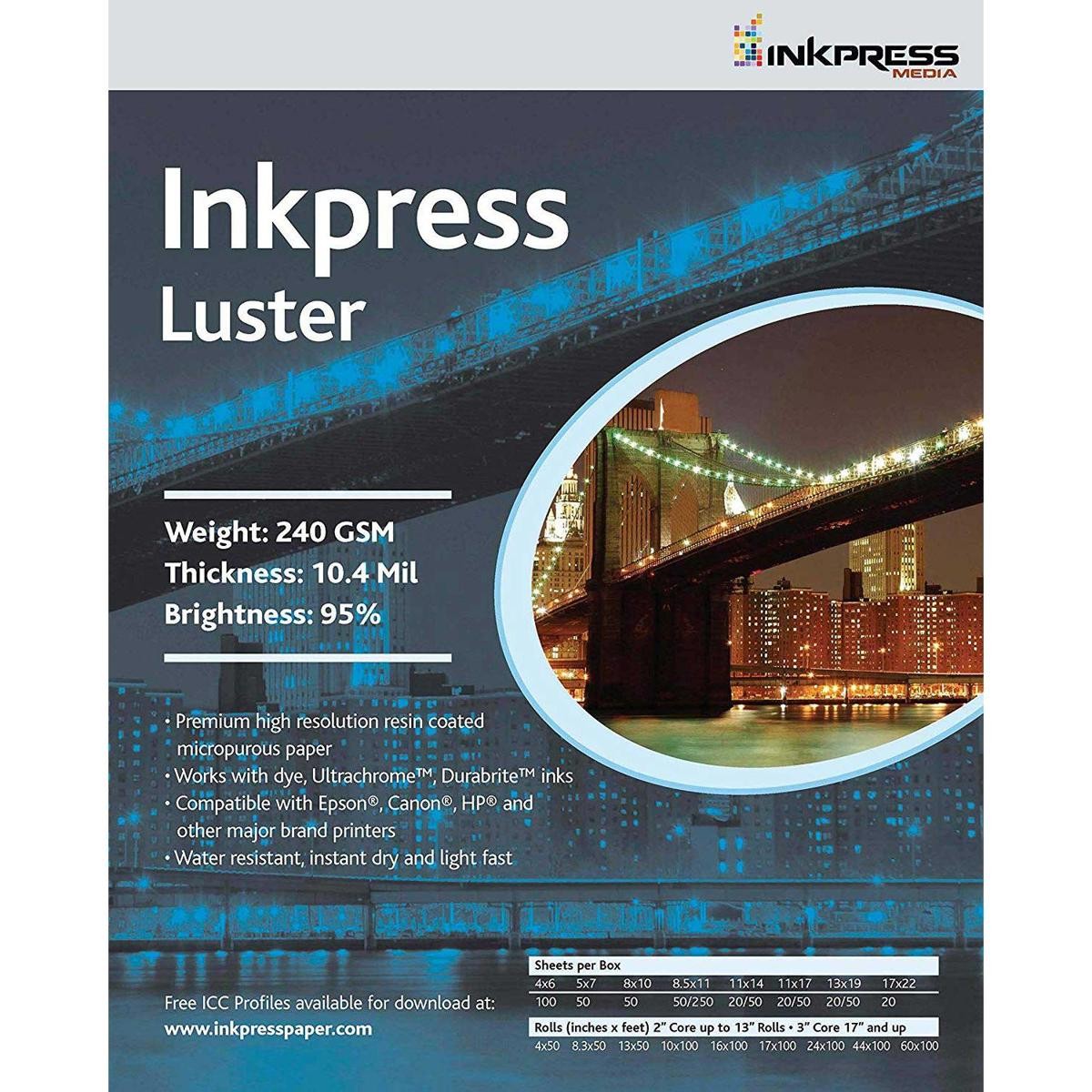 Inkpress Luster Premium Single Sided Bright Resin Coated Photograde Inkjet Paper
