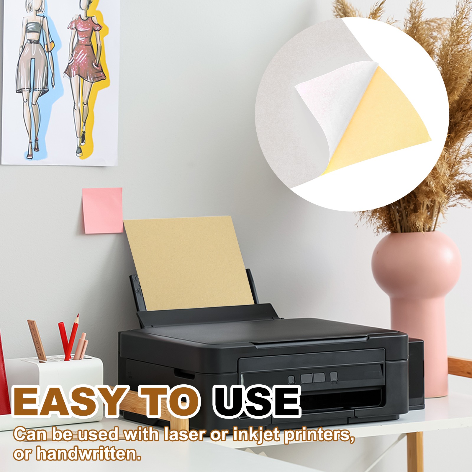 15 Sheets Printable Vinyl Sticker Paper for Inkjet Printer, White