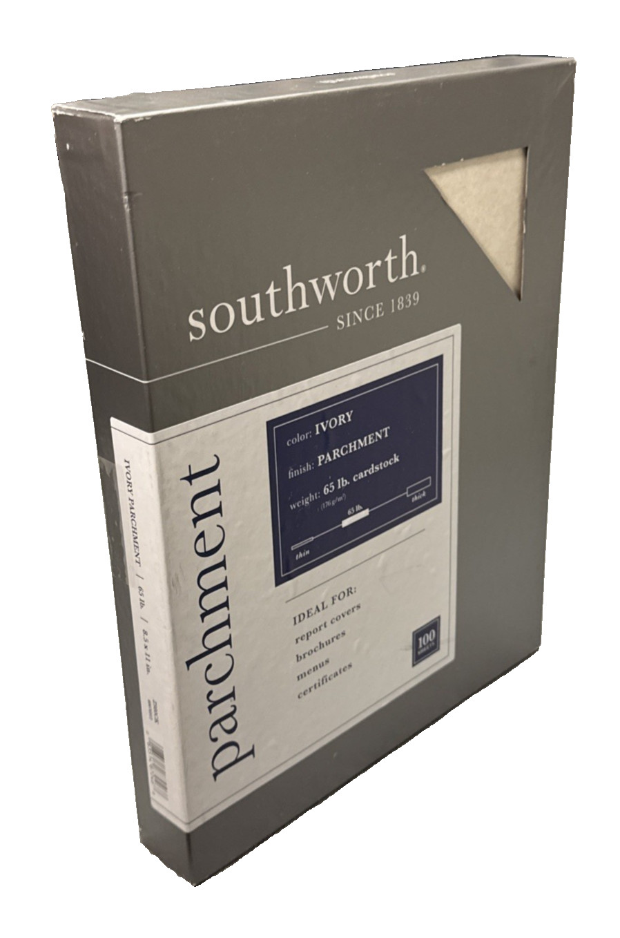 Southworth Parchment Paper 65 lb Ivory 100 Bright 8.5 x 11 400 sheets