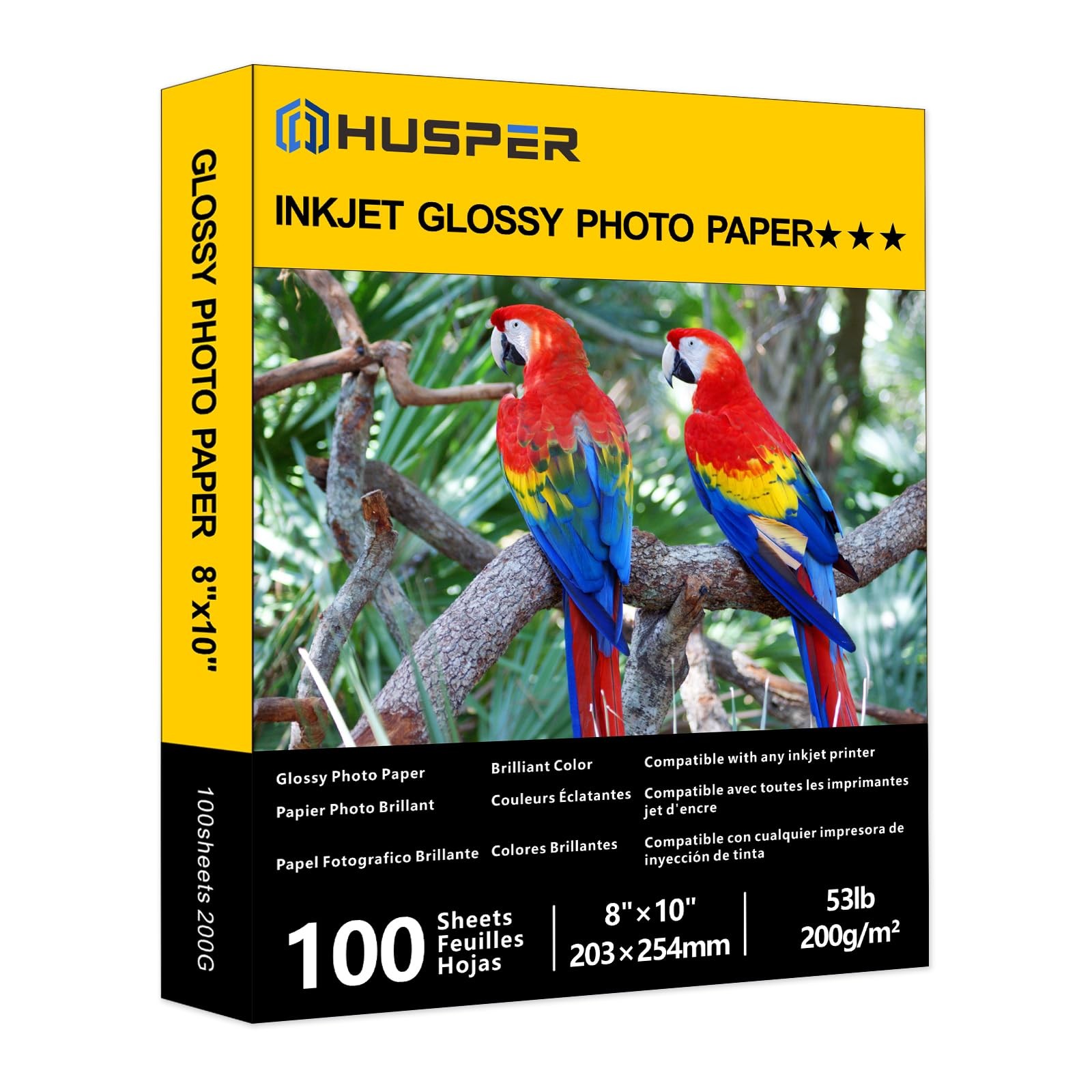 100 Sheets 8×10 Inch Glossy Inkjet Photo Paper 53lb 200GSM Instant Dry Dye Ink