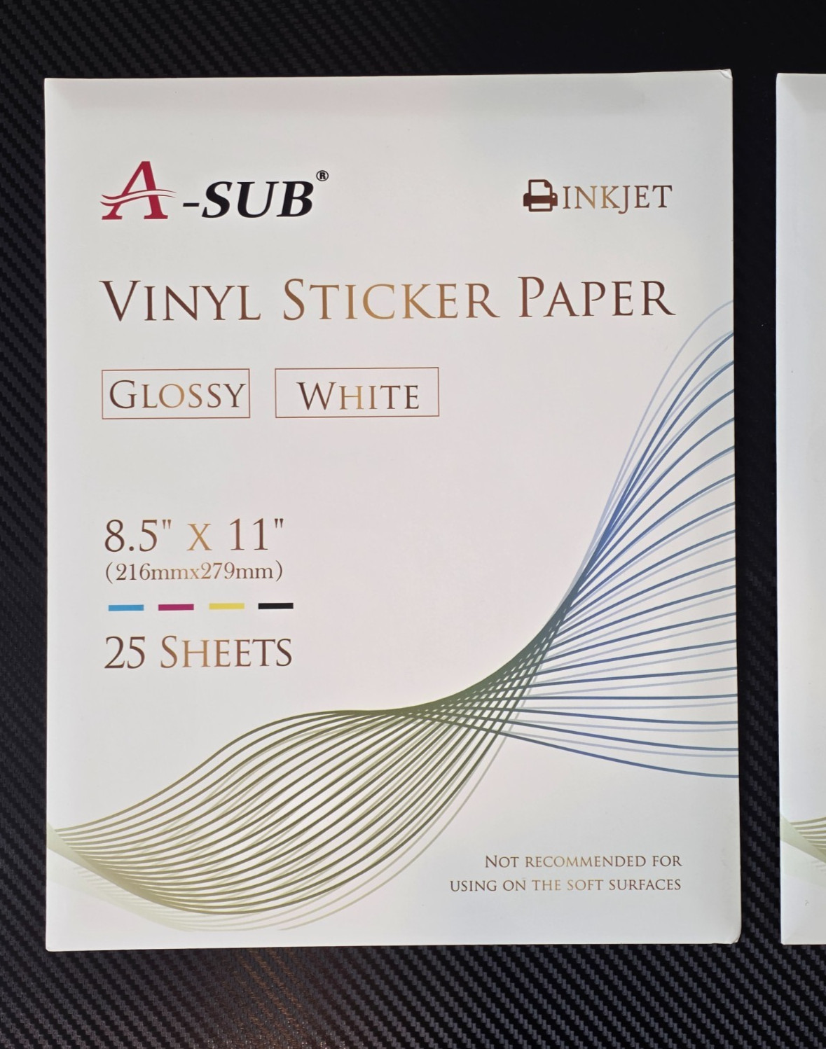 A-Sub Set of 2 Inkjet Vinyl Sticker Paper Glossy White 8.5″ x 11″ 25 Sheet Each