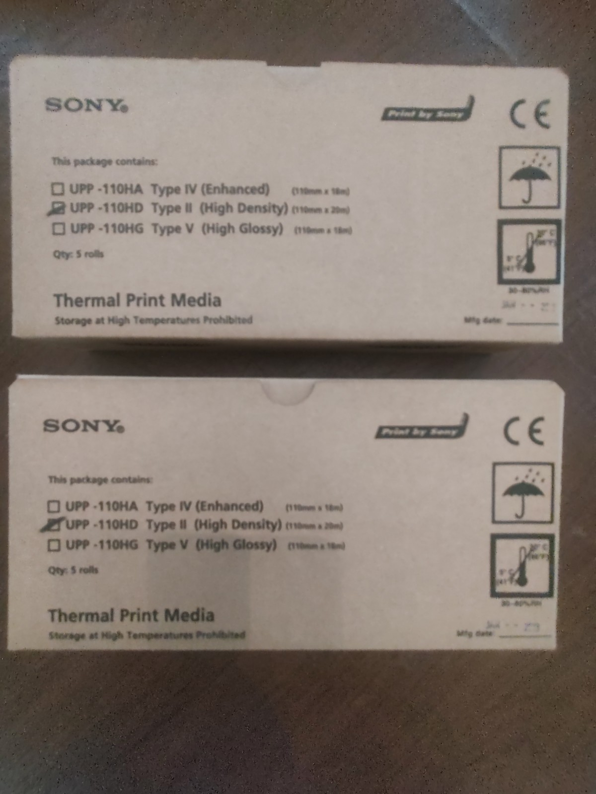 SONY Thermal Print Media UPP-110HD Type II (High Density) – 5 Rolls In Each Box