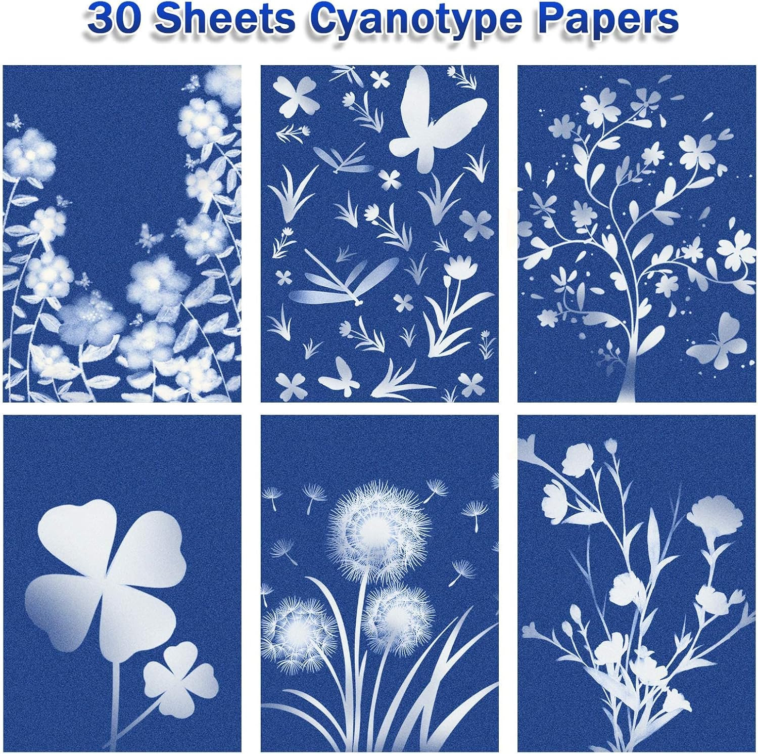 Cyanotype Paper, 30 Pcs Sun Print Paper Kit, High Sensitivity Sun Print | Nature