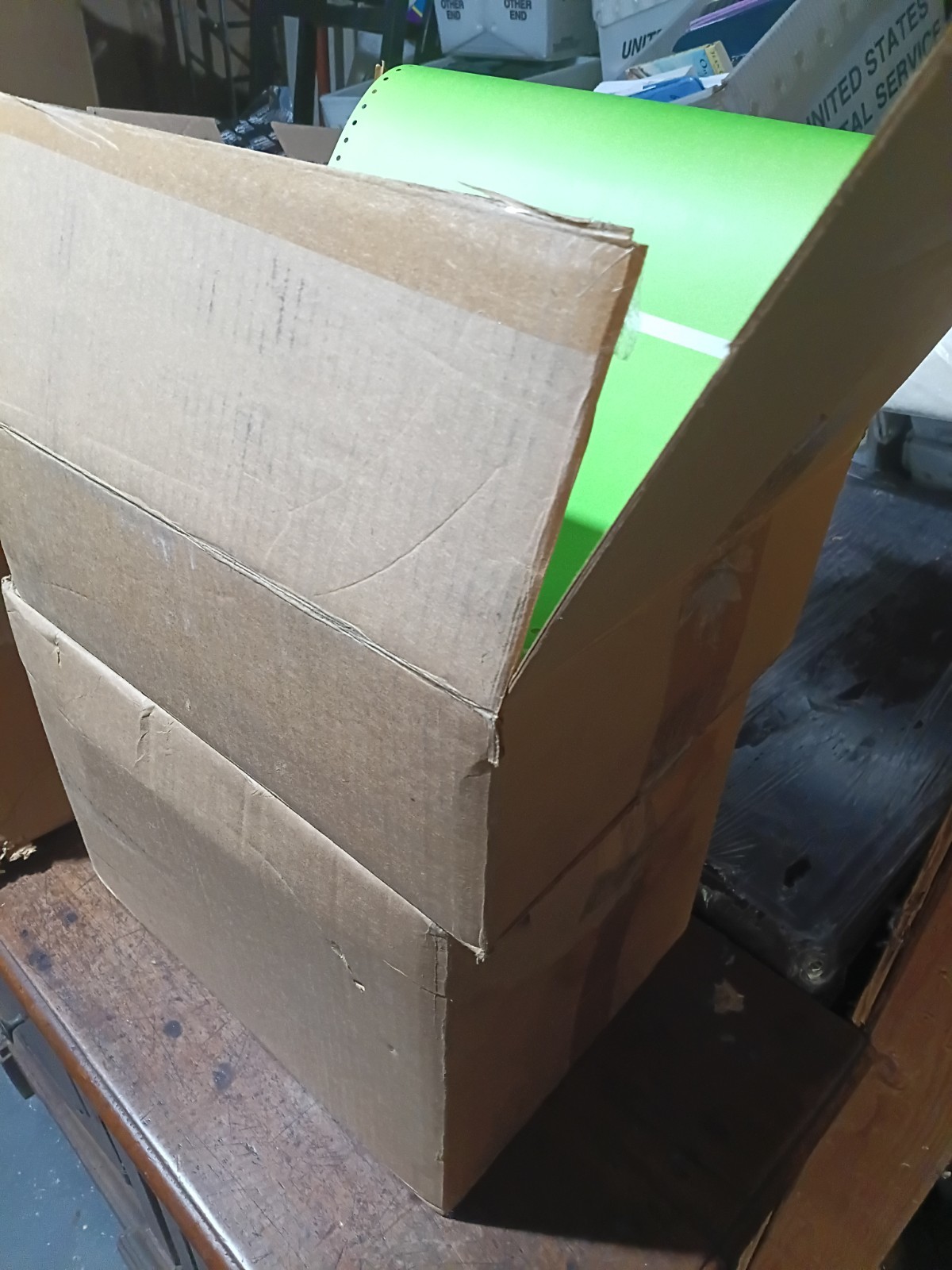 Florescent Green Continuous Feed Wide Bar Pin Feed Custom Printer Paper 2500/Box