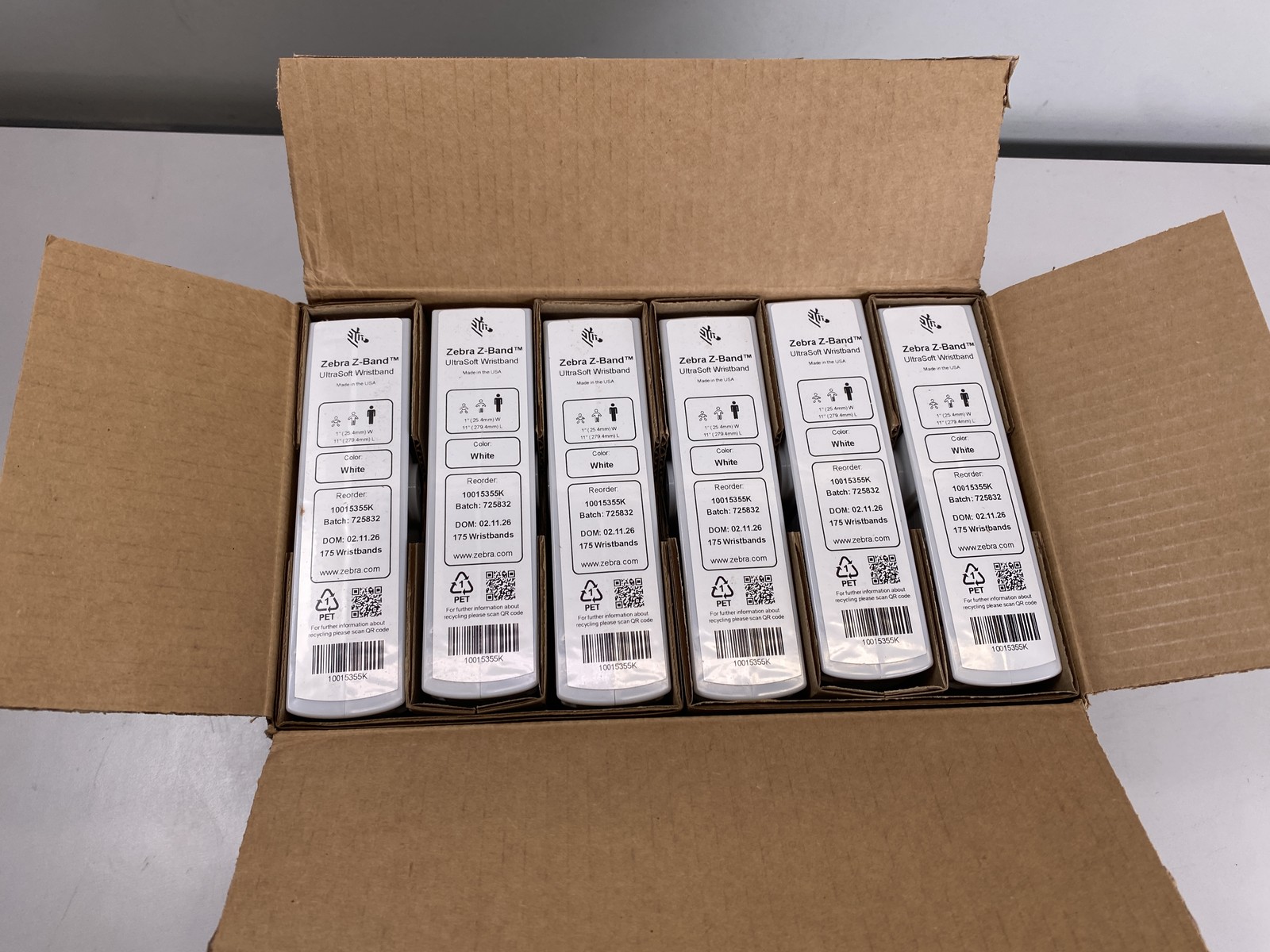 Zebra Z-Band Adult Sized UltraSoft White Wristbands 1050 Count (10015355K)