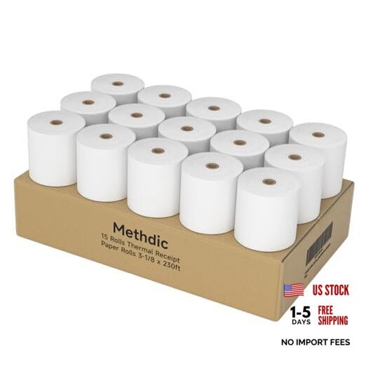 15 Rolls 3 1/8 x 230 Thermal Paper Receipt Rolls 55 GSM Premium Quality Thick