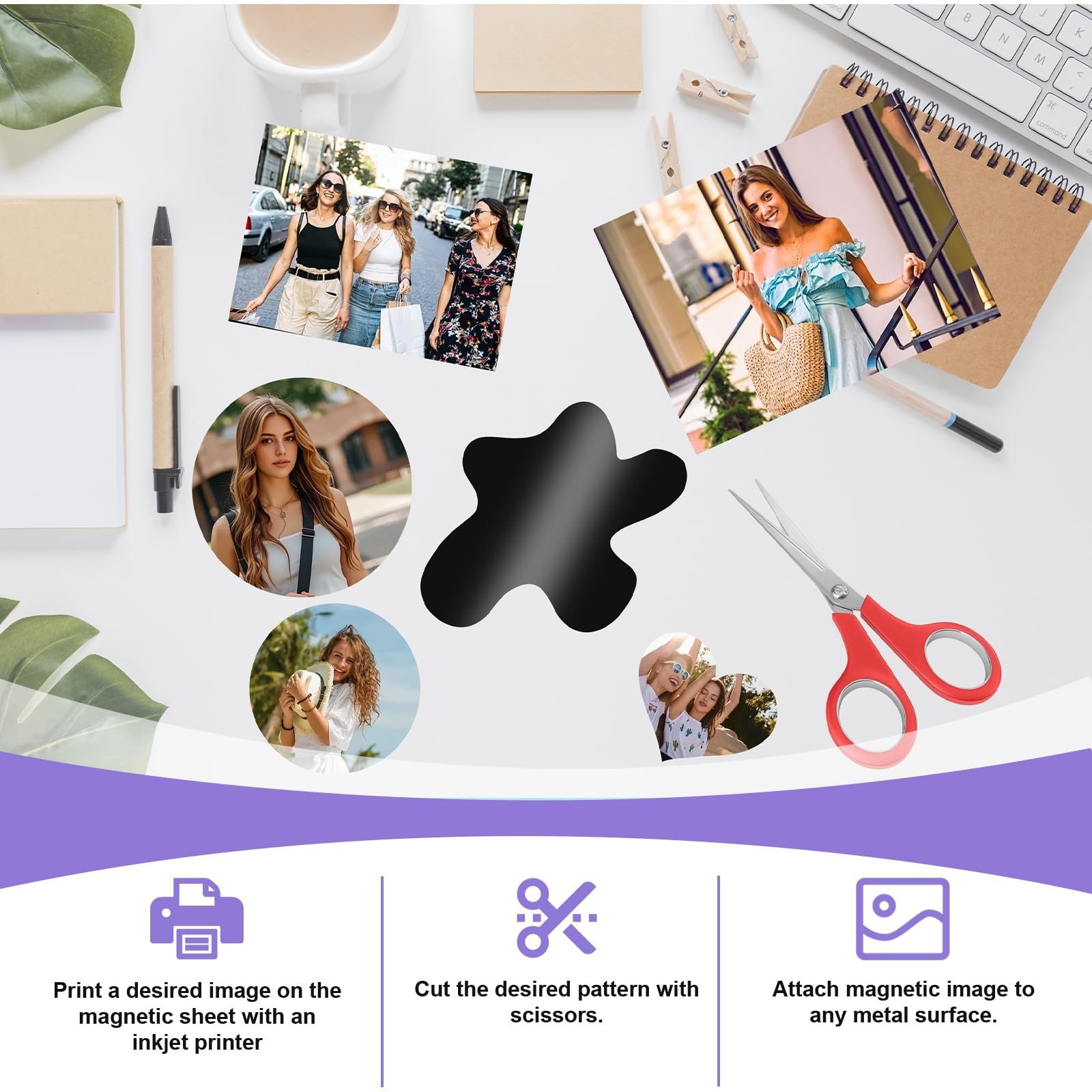 Printable Magnetic Sheets 8.5×11 Inches Matte Magnet Paper Sheet 24 Pcs Non A…