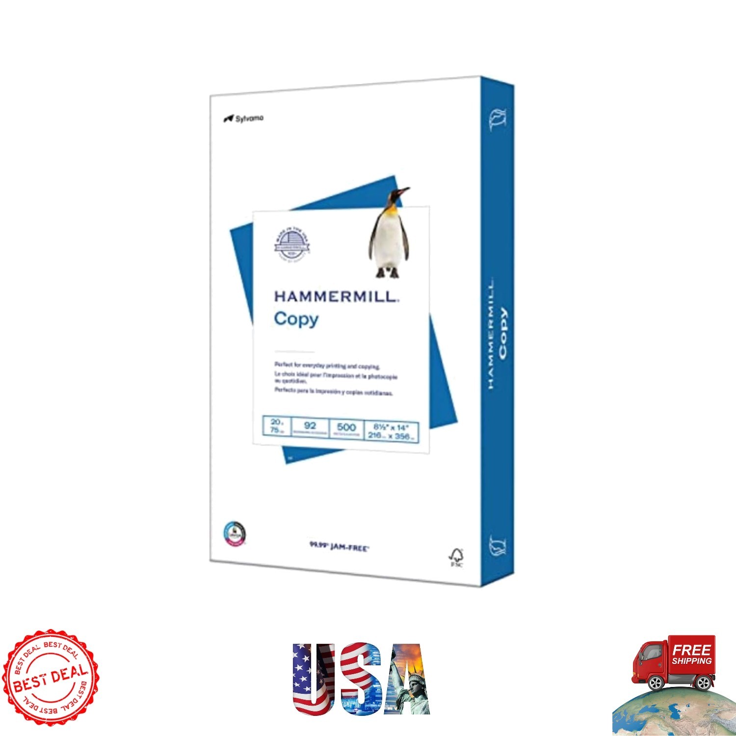 Renewable Resources 20 lb Copy Paper, 8.5 x 14 – 500 Sheets, Ideal for Offices