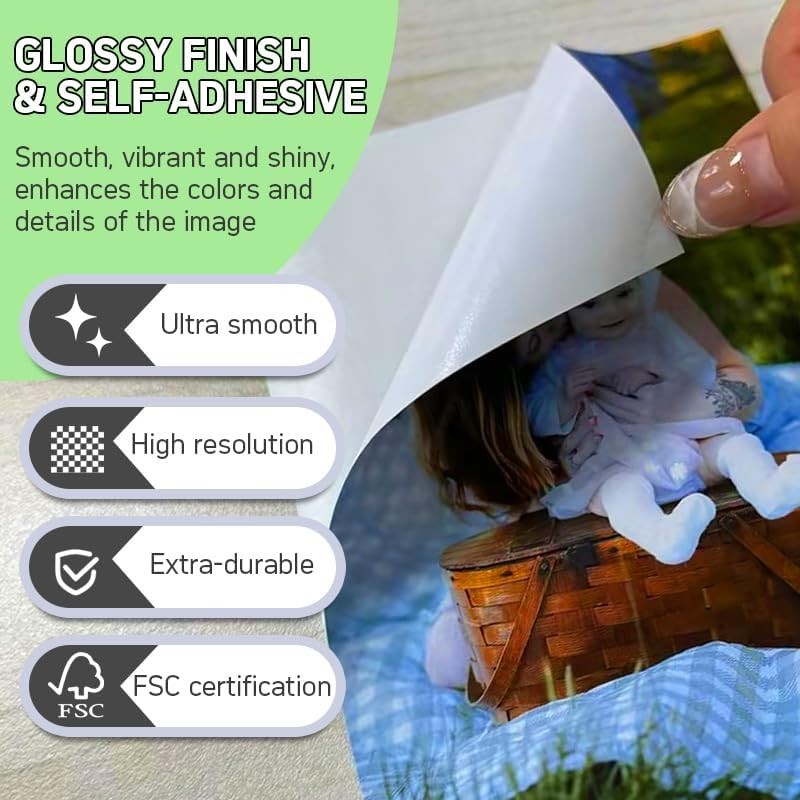 Vivid 4×6 Glossy Inkjet Sticker Paper – 50 Sheets