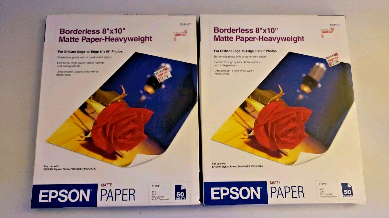 Lot Of 2 Epson Matte Paper (2) Packs 50 Sheets 8.5″ x 11″ New Sealed Ships Fast