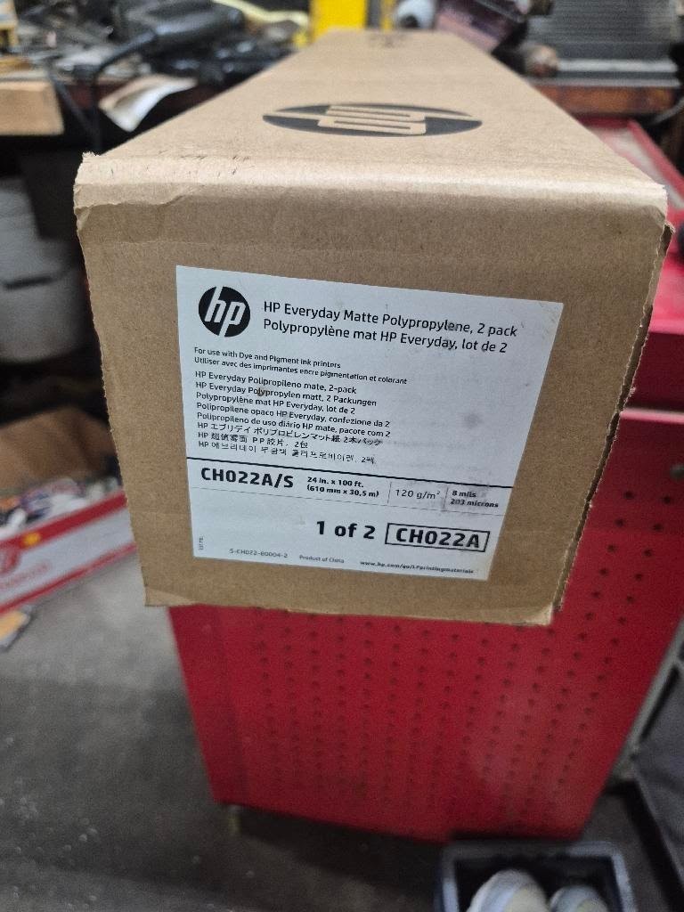 HP Matte Polypropylene Inkjet Printer Paper Roll 24 in x 100 ft CH022A
