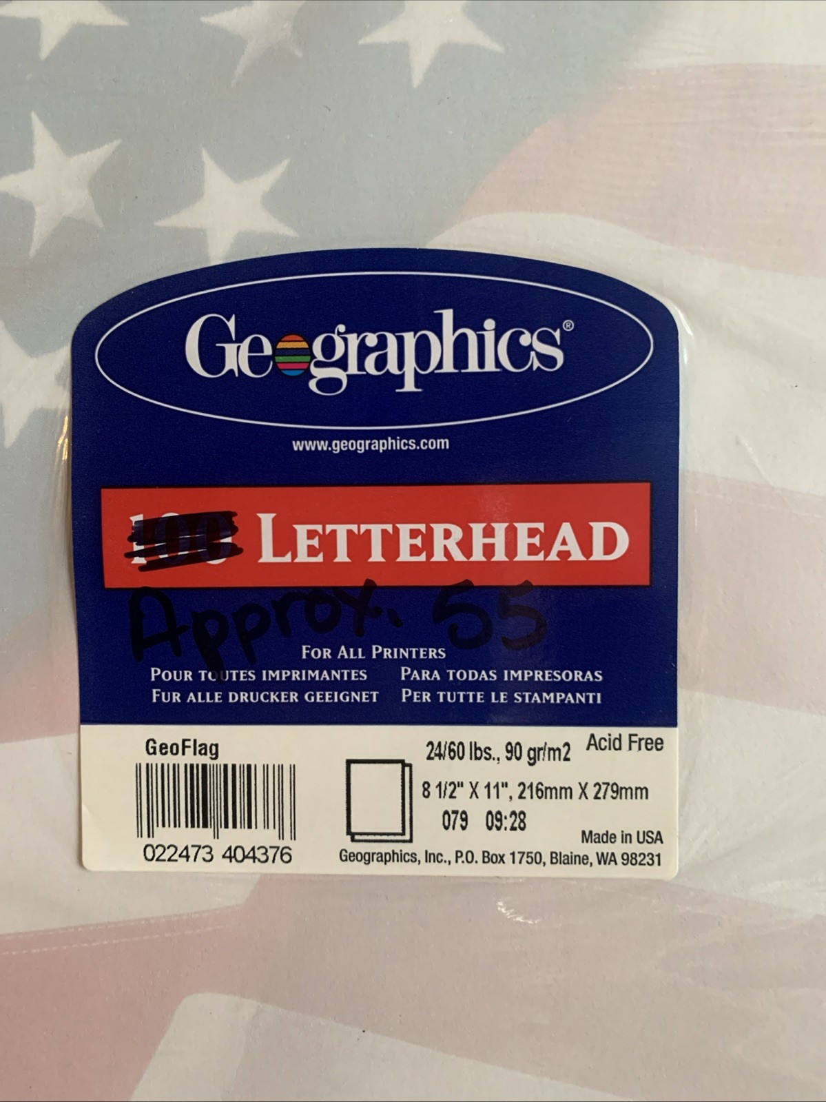 Geographics 8 1/2” X 11” Paper. Open Package. Approx 55 Sheets and 17 Sheets