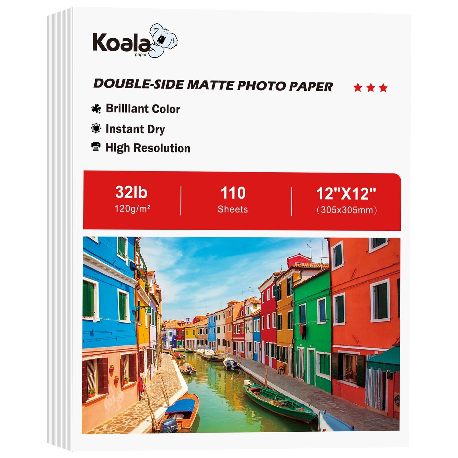 12×12 Inch Thin Presentation Paper DoubleSided Matte Photo 32LB 110 Sheets