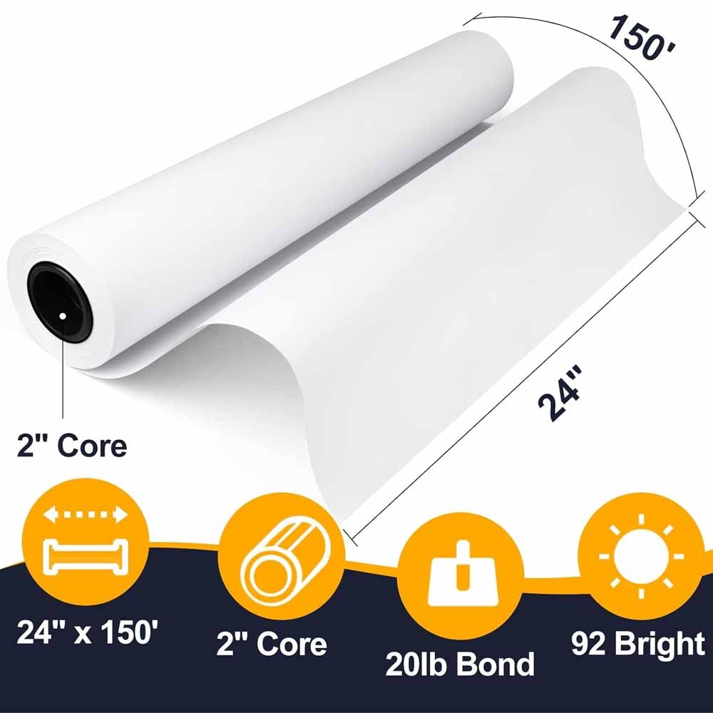 36 in x 150 ft/24 in x 150 ft Wide Format Paper Plotter Paper CAD Bond Rolls