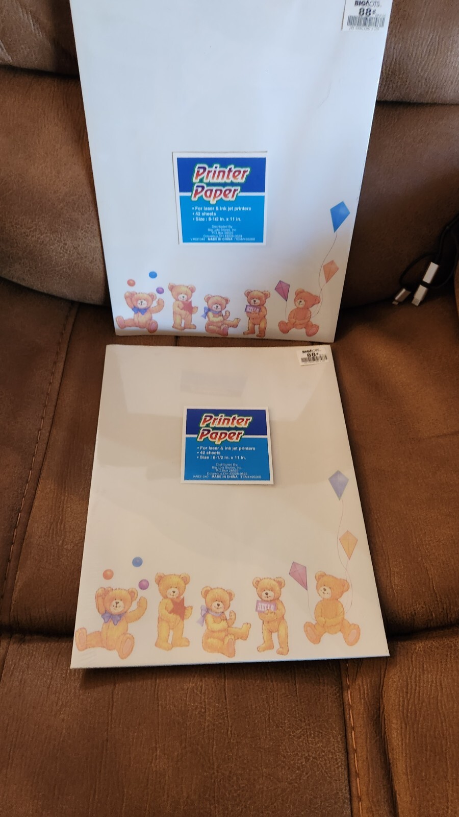 Two Brand New Packs of Printer Paper 42 Sheets Teddy Bears 8.5 X 11in.