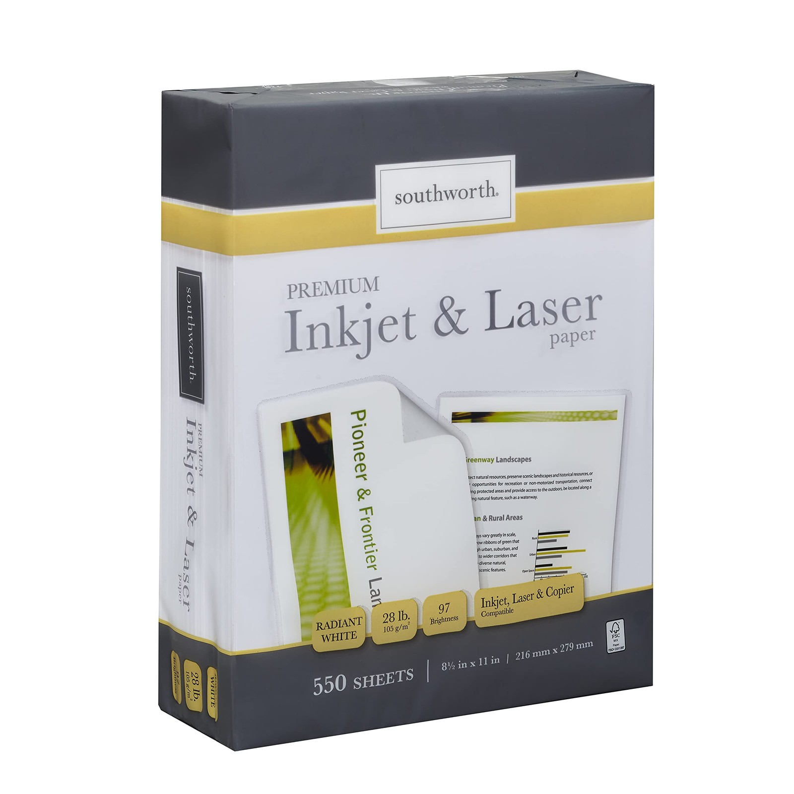 550 Sheets Inkjet Laser Printer Paper 8.5×11 Inch 28 lb Radiant White