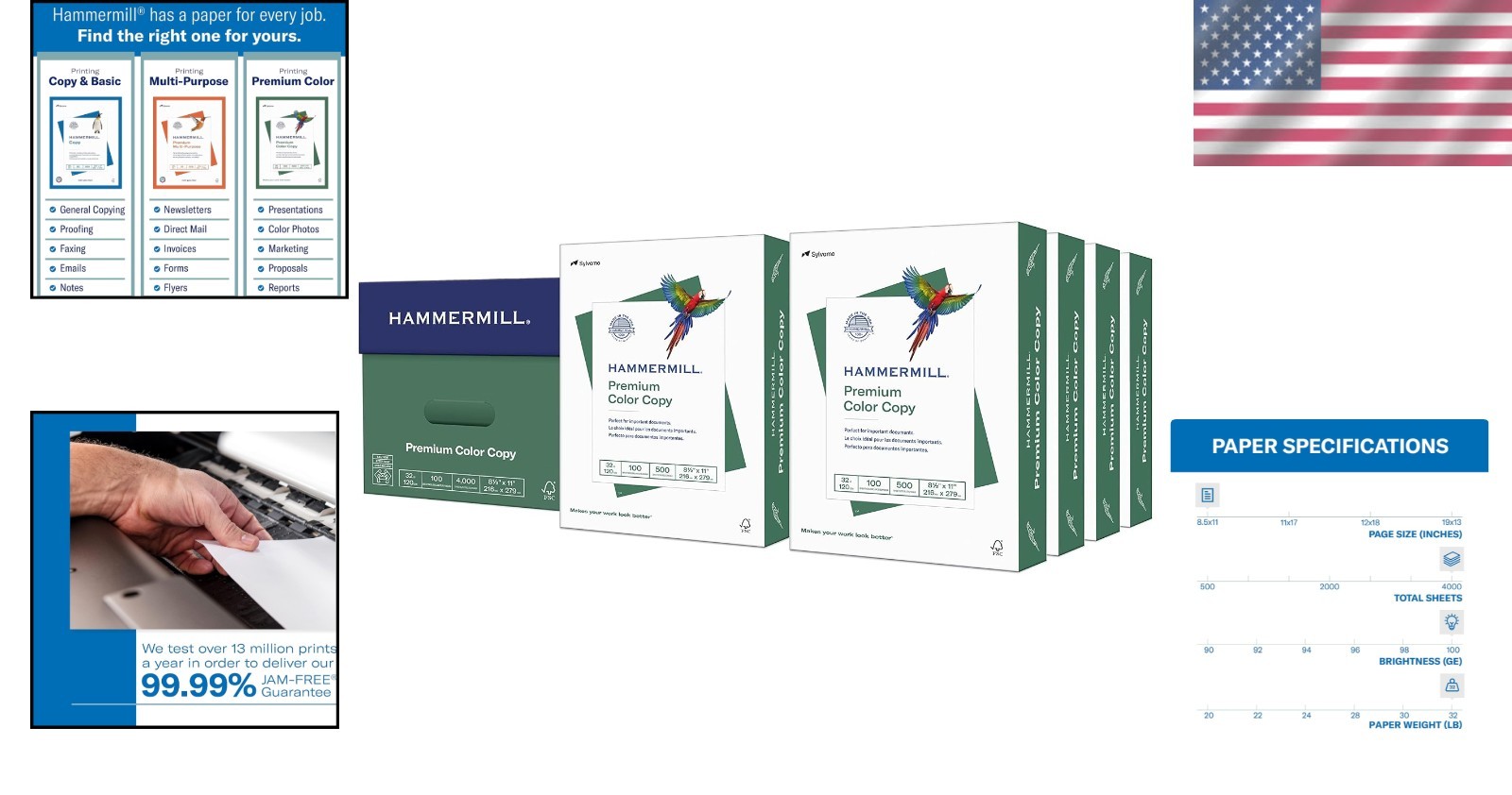 8 Ream 32 lb Color Copy Paper – 8.5×11, 100 Bright