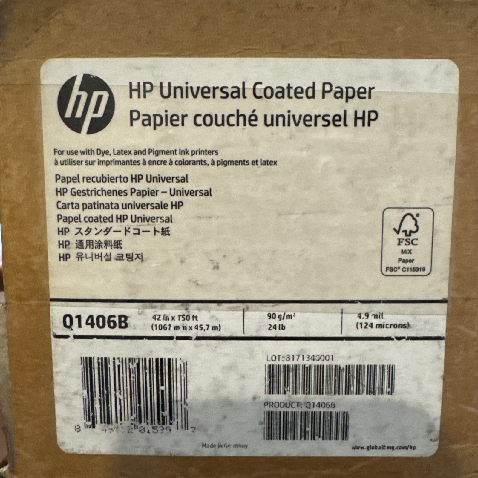 HP Universal Heavyweight Coated Paper – White – 42 Inches X 100 Feet Q1414B