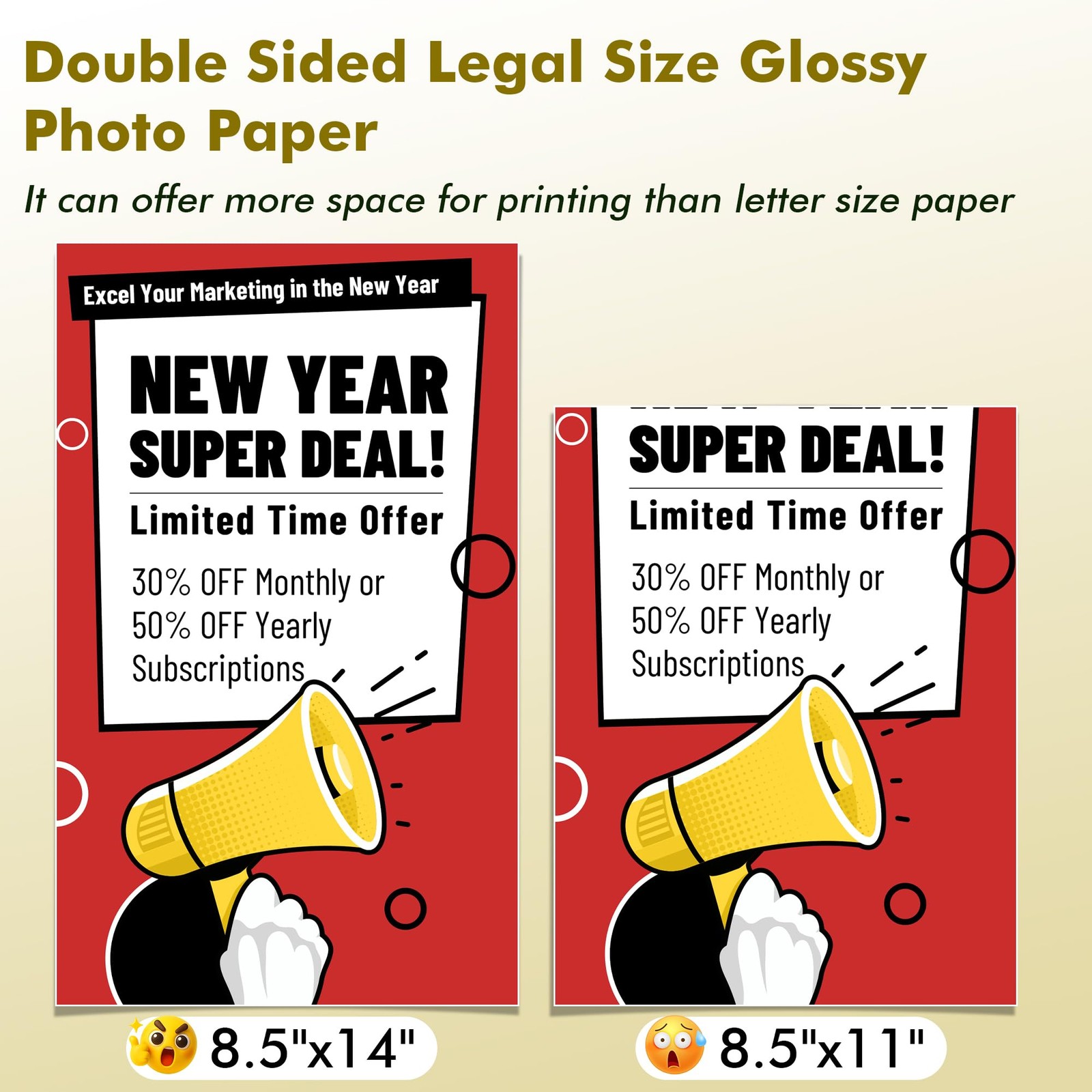 100 PCS Koala Double Sided Glossy Photo Paper 8.5×14 Inch 54lb 200gsm Inkjet